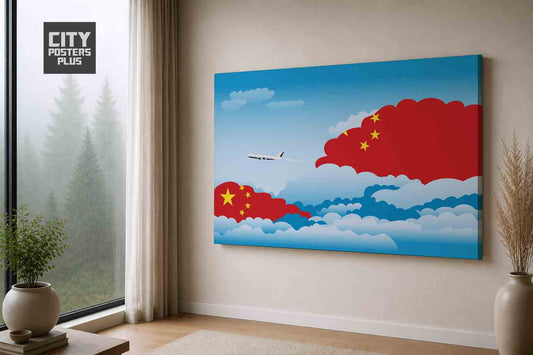 China Day Clouds Canvas Framed Prints | Country & City Wall Art | City Posters Plus