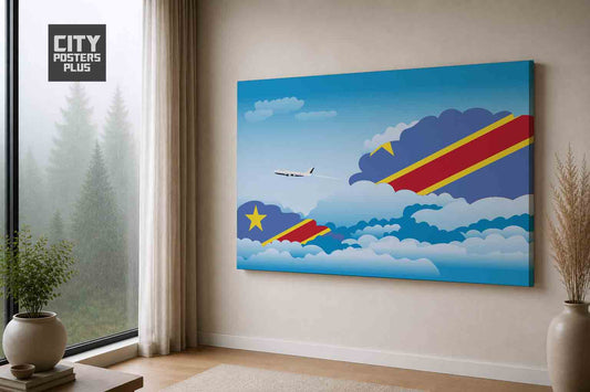 Congo Democratic Republic of the Day Clouds Canvas Framed Prints | Country & City Wall Art | City Posters Plus