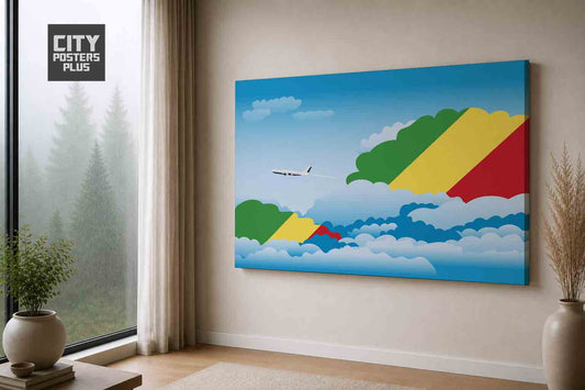 Congo Republic of the Day Clouds Canvas Framed Prints | Country & City Wall Art | City Posters Plus