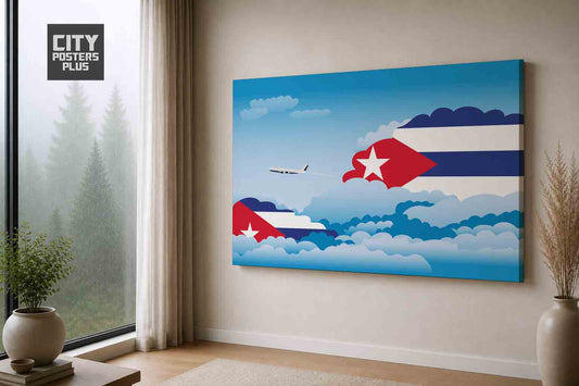 Cuba Day Clouds Canvas Framed Prints | Country & City Wall Art | City Posters Plus