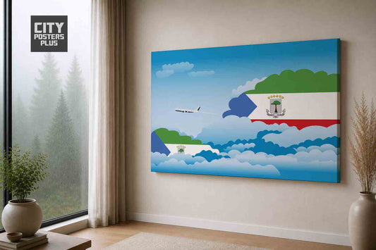 Equatorial Guinea Day Clouds Canvas Framed Prints | Country & City Wall Art | City Posters Plus