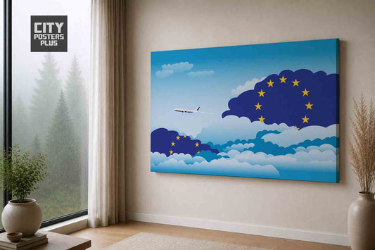 European Union Day Clouds Canvas Framed Prints | Country & City Wall Art | City Posters Plus