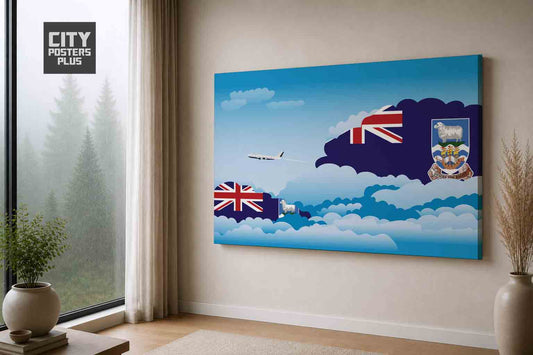 Falkland Islands Day Clouds Canvas Framed Prints | Country & City Wall Art | City Posters Plus