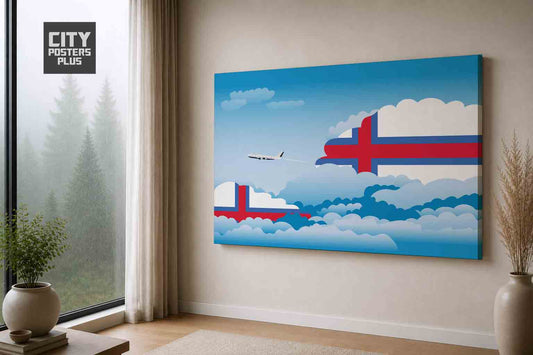Faroe Islands Day Clouds Canvas Framed Prints | Country & City Wall Art | City Posters Plus
