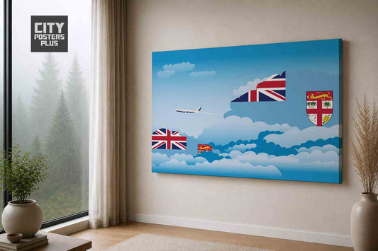 Fiji Day Clouds Canvas Framed Prints | Country & City Wall Art | City Posters Plus