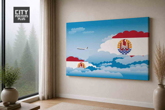 French Polynesia Day Clouds Canvas Framed Prints | Country & City Wall Art | City Posters Plus