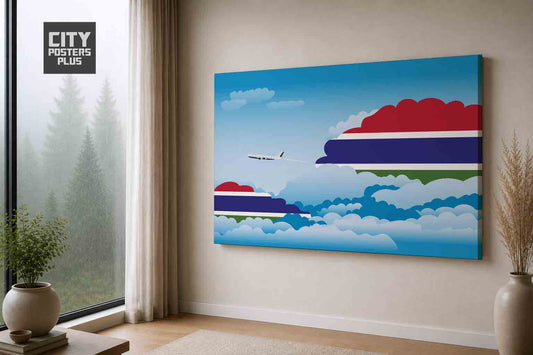 Gambia Day Clouds Canvas Framed Prints | Country & City Wall Art | City Posters Plus