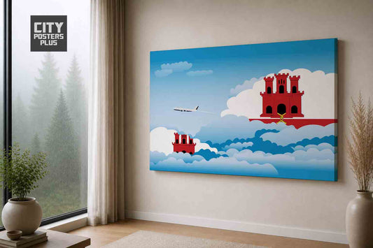 Gibraltar Day Clouds Canvas Framed Prints | Country & City Wall Art | City Posters Plus