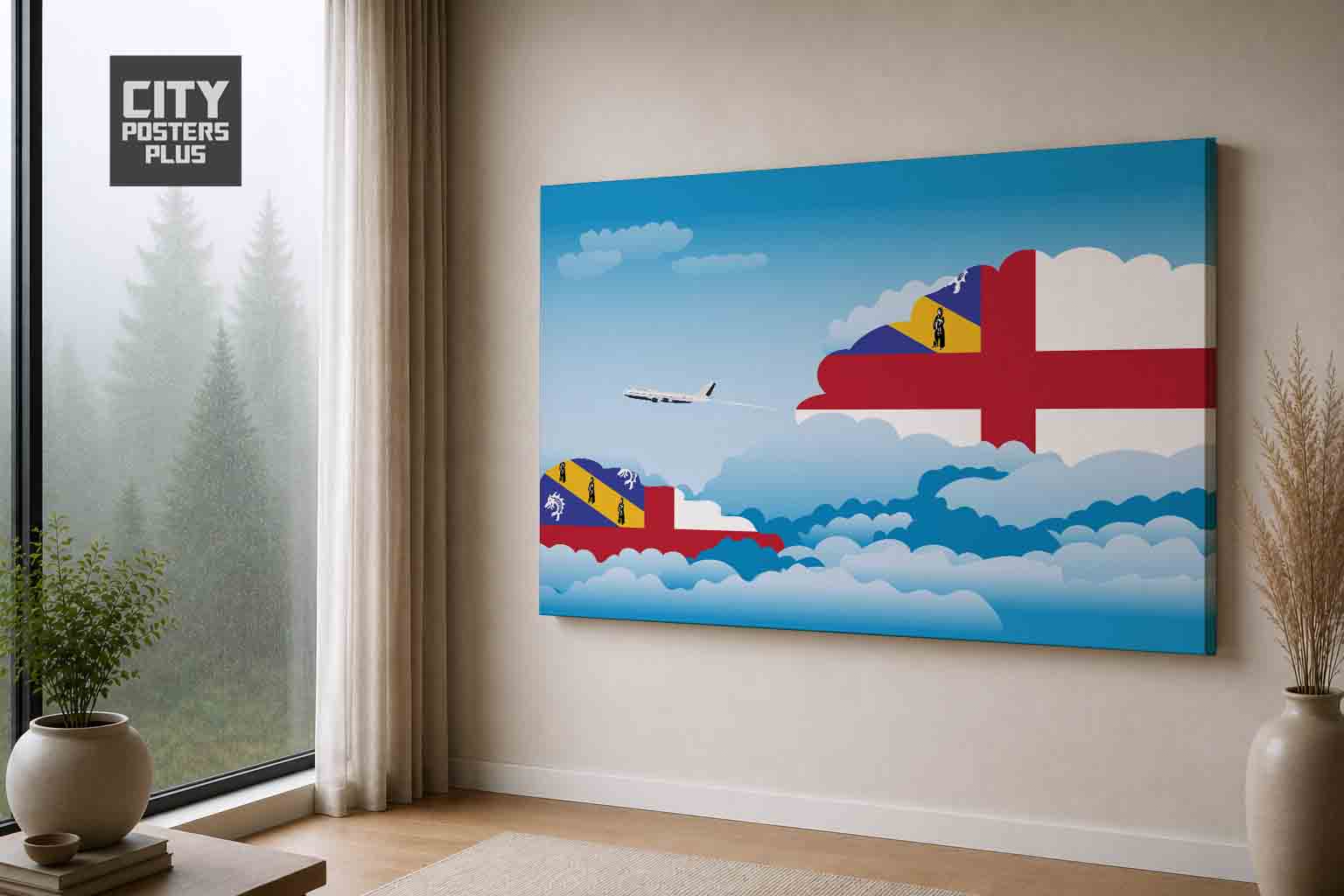 Herm Day Clouds Canvas Framed Prints | Country & City Wall Art | City Posters Plus
