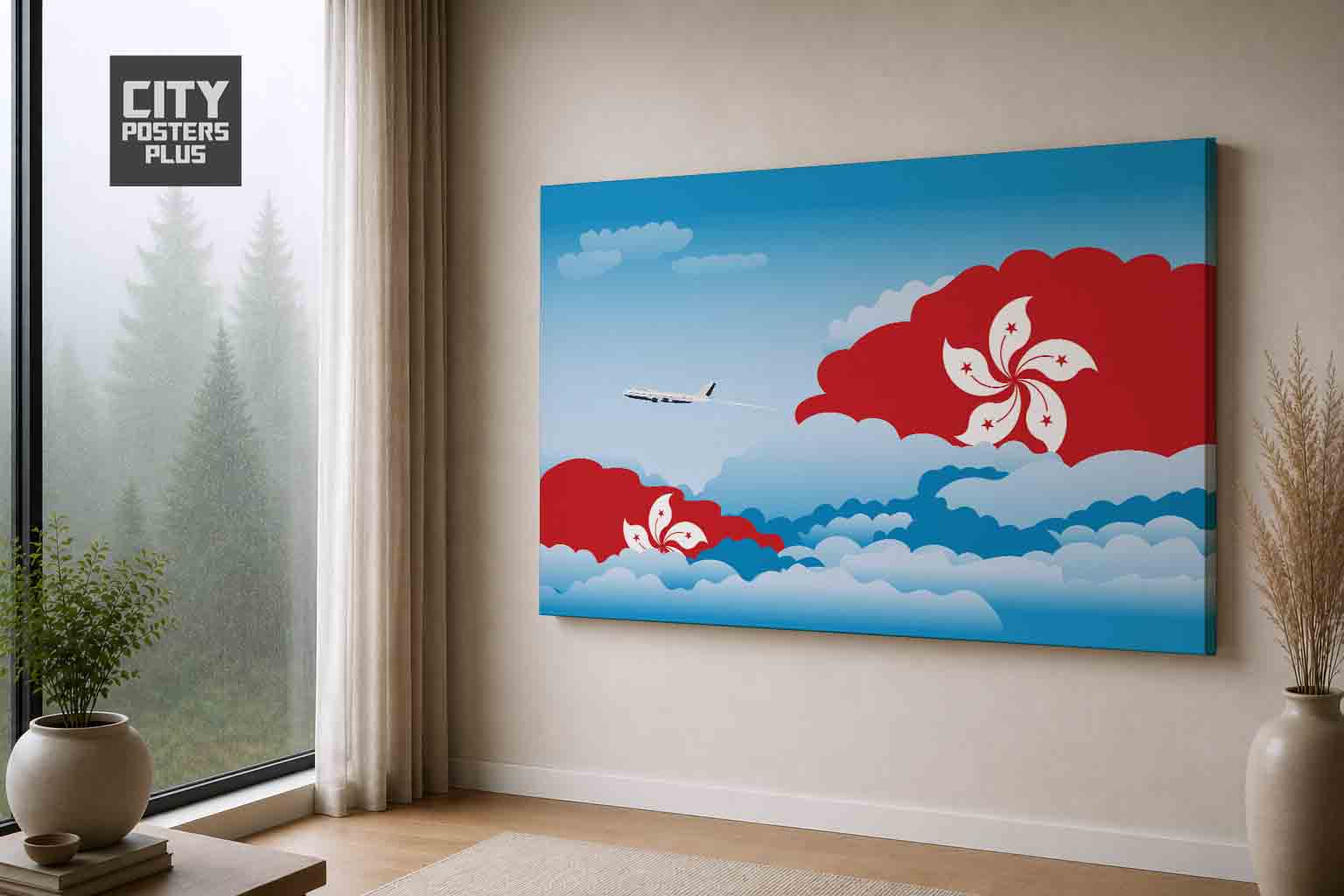 Hong Kong Day Clouds Canvas Framed Prints | Country & City Wall Art | City Posters Plus