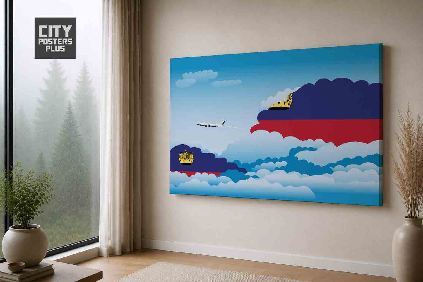 Liechtenstein Day Clouds Canvas Framed Prints | Country & City Wall Art | City Posters Plus