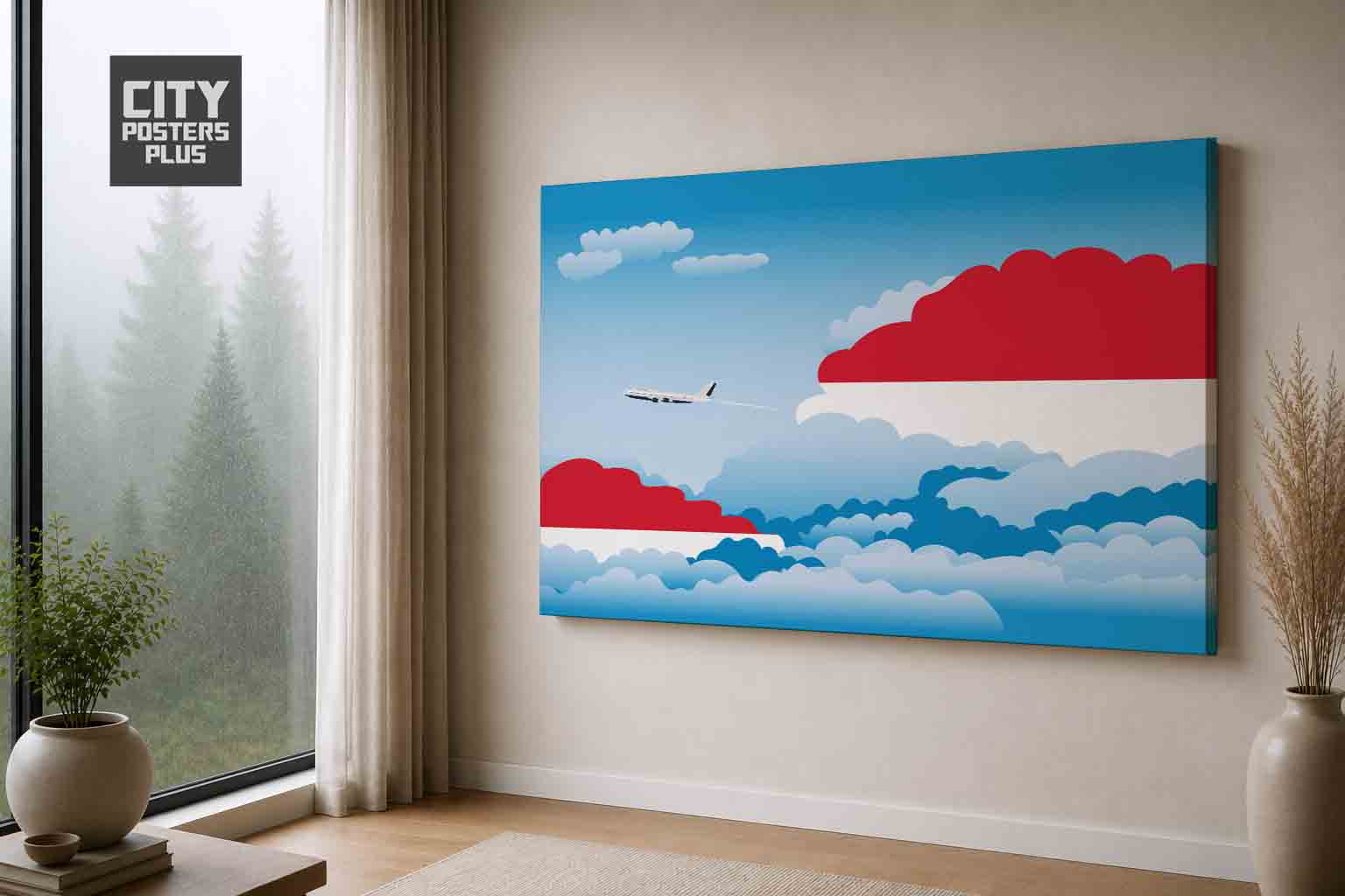 Monaco Day Clouds Canvas Framed Prints | Country & City Wall Art | City Posters Plus