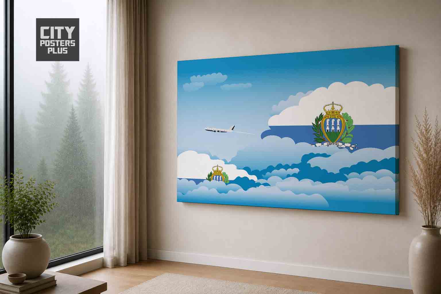 San Marino Day Clouds Canvas Framed Prints | Country & City Wall Art | City Posters Plus