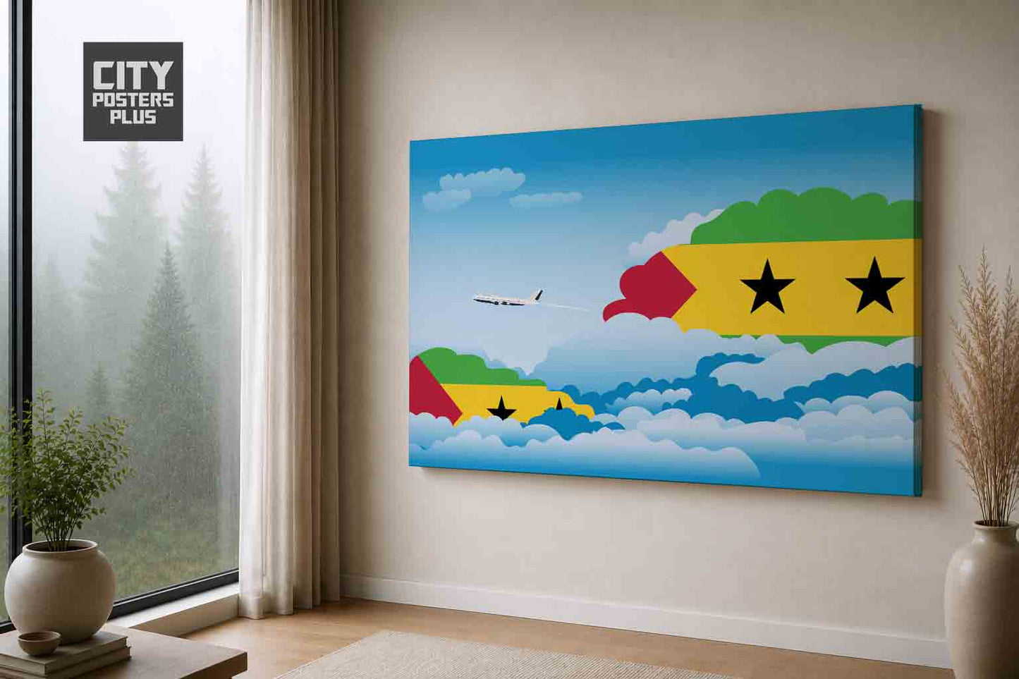 Sao Tome and Principe Day Clouds Canvas Framed Prints | Country & City Wall Art | City Posters Plus
