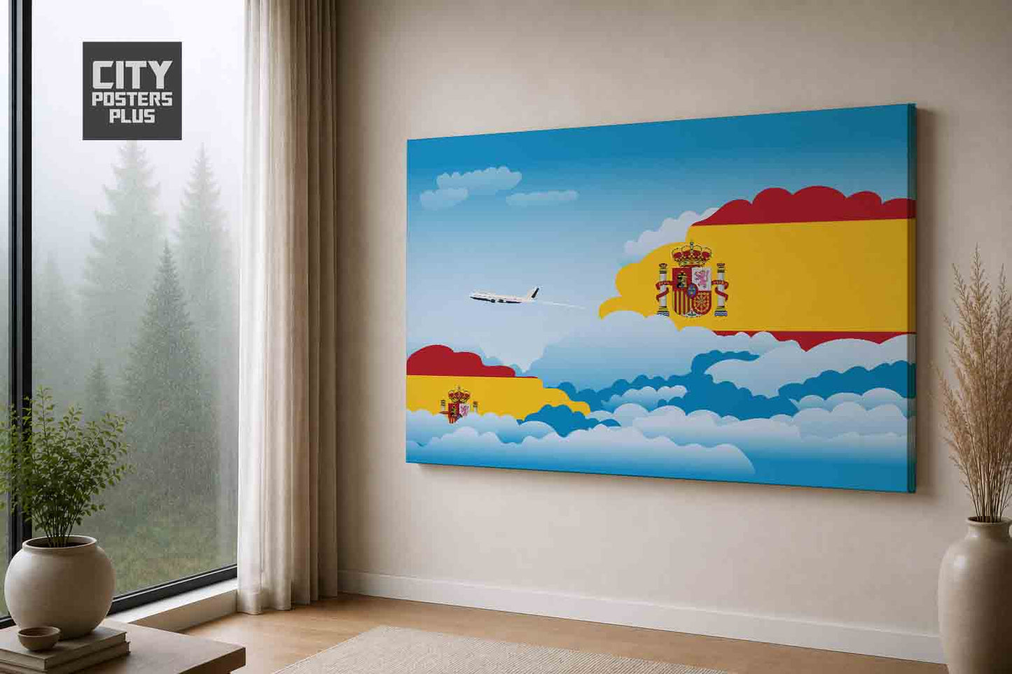 Spain Day Clouds Canvas Framed Prints | Country & City Wall Art | City Posters Plus