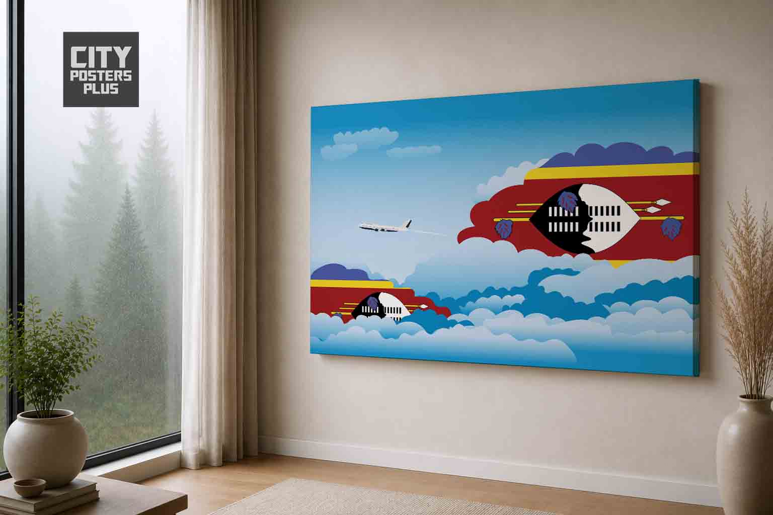Swaziland Day Clouds Canvas Framed Prints | Country & City Wall Art | City Posters Plus
