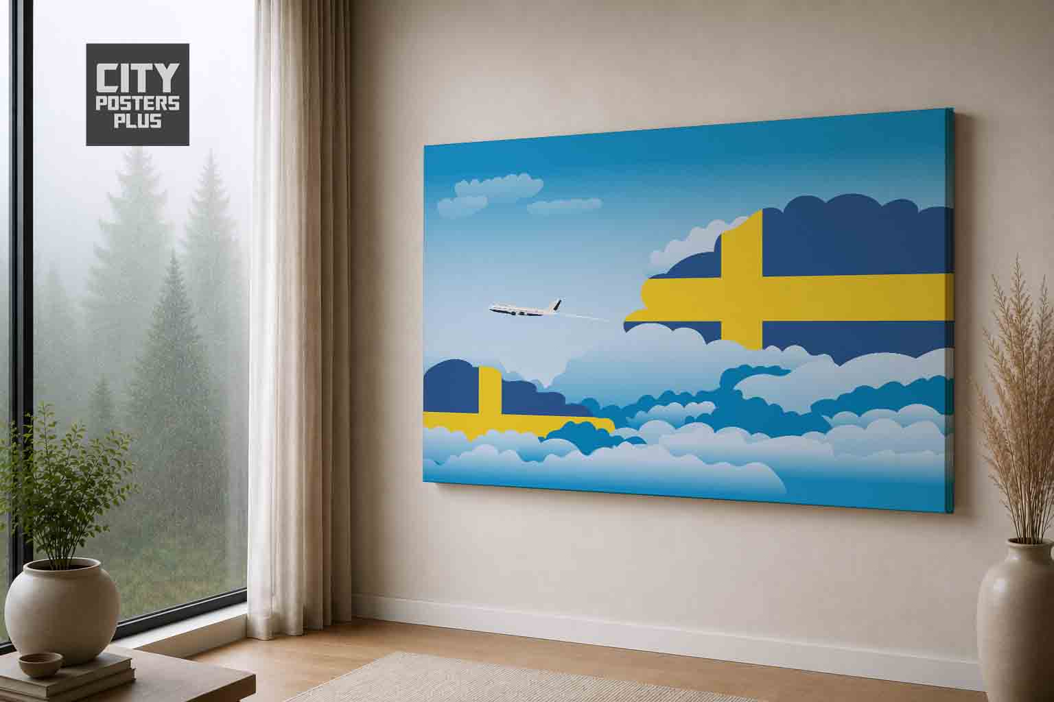 Sweden Day Clouds Canvas Framed Prints | Country & City Wall Art | City Posters Plus
