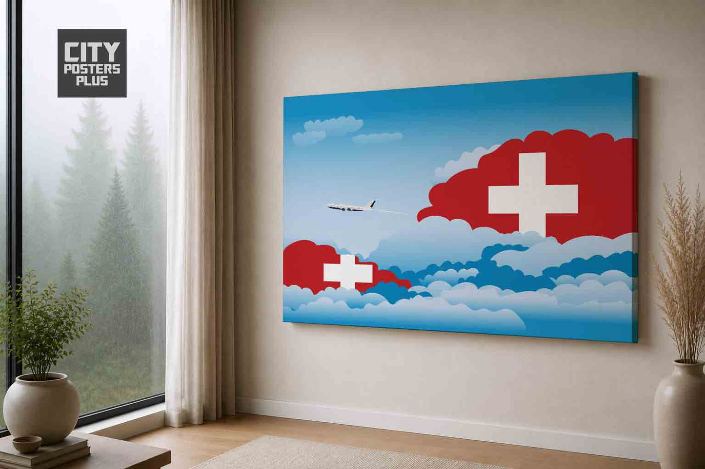 Switzerland Day Clouds Canvas Framed Prints | Country & City Wall Art | City Posters Plus