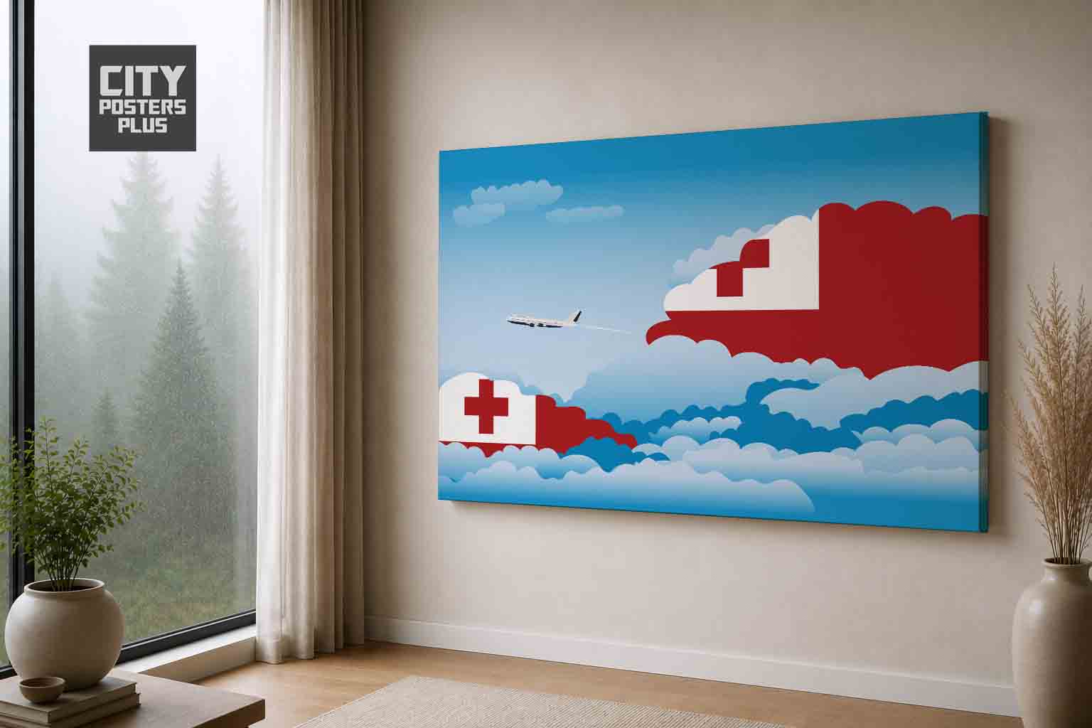 Tonga Day Clouds Canvas Framed Prints | Country & City Wall Art | City Posters Plus