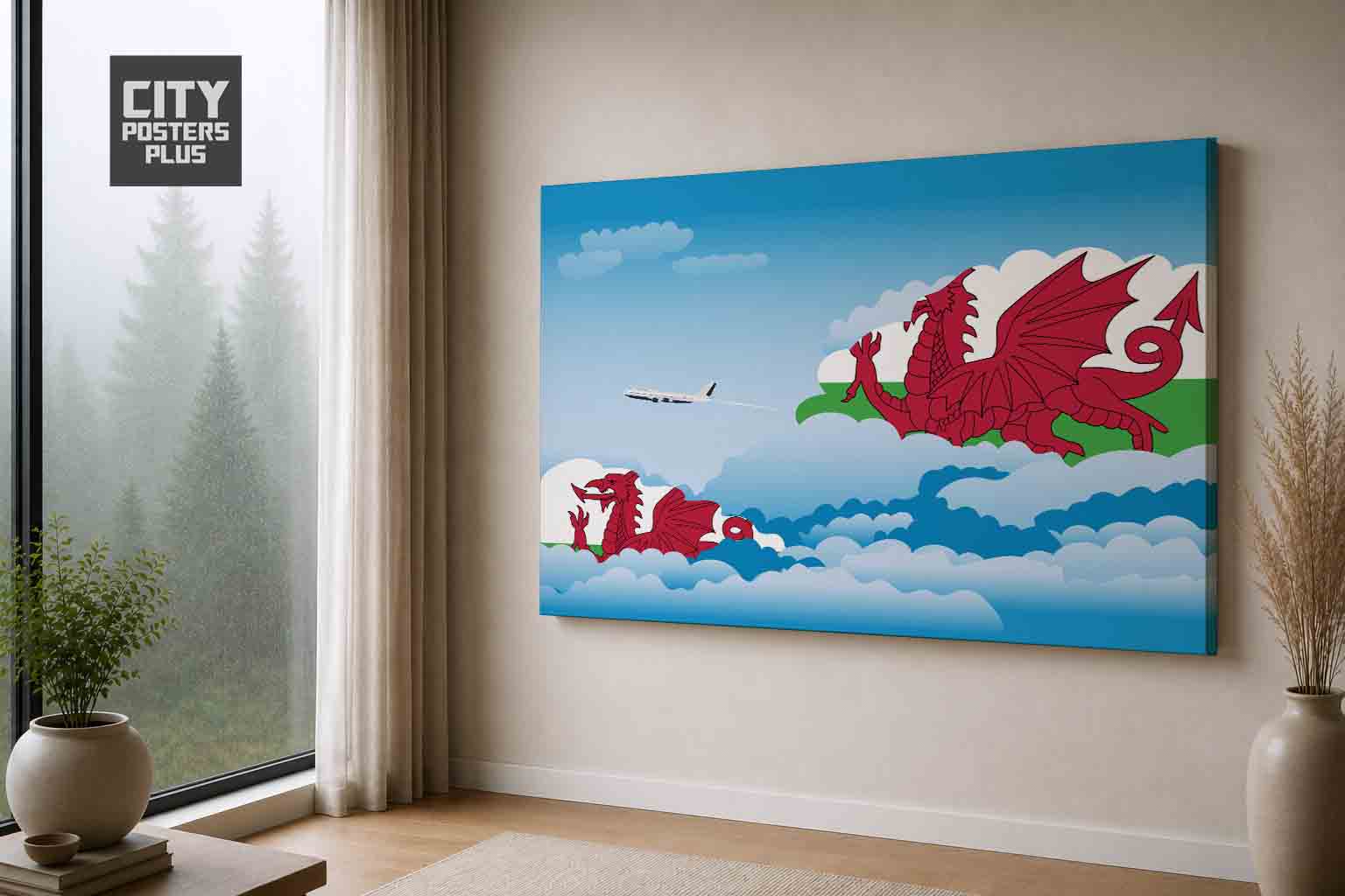 Wales Day Clouds Canvas Framed Prints | Country & City Wall Art | City Posters Plus