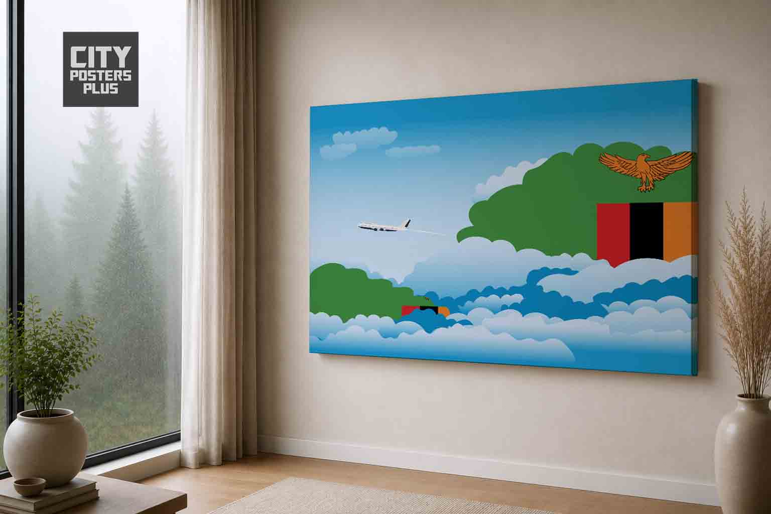 Zambia Day Clouds Canvas Framed Prints | Country & City Wall Art | City Posters Plus
