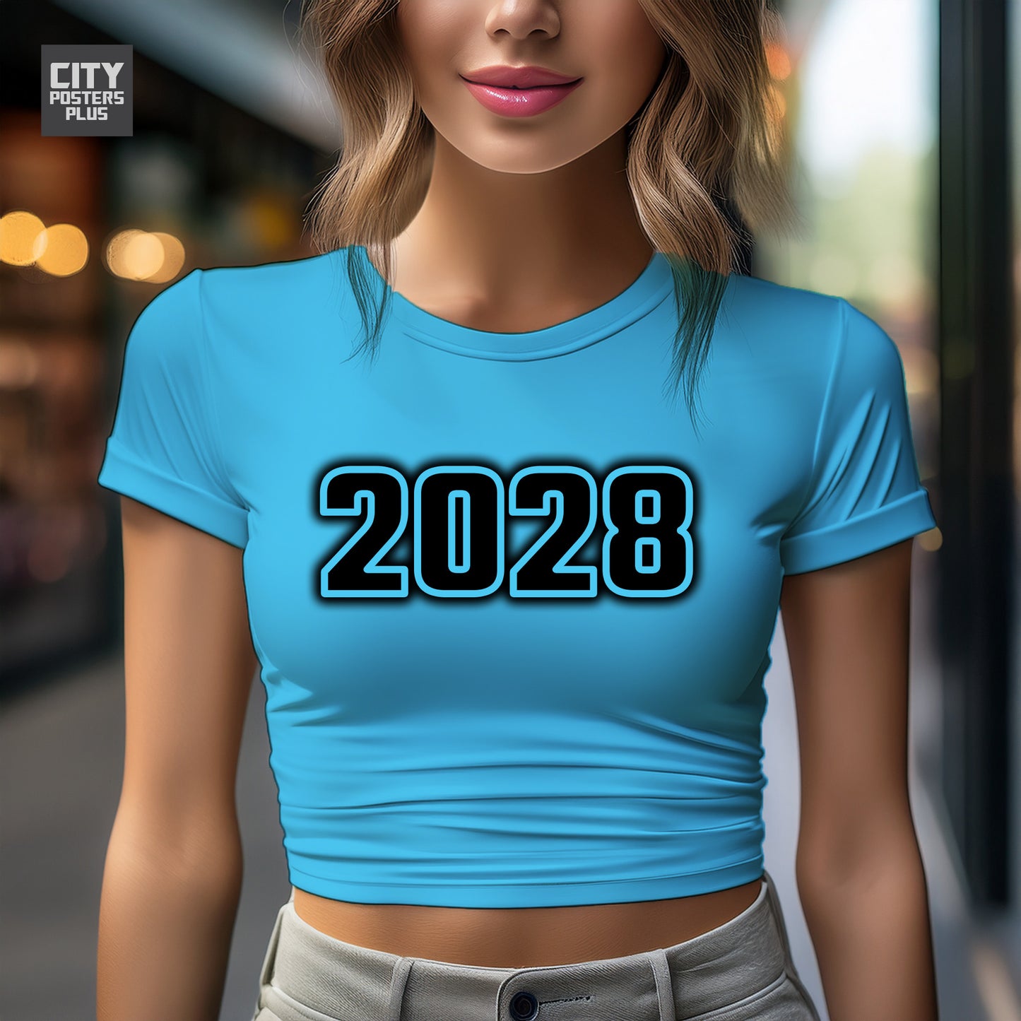 2028 Year Women Crop Top (Sky Blue)