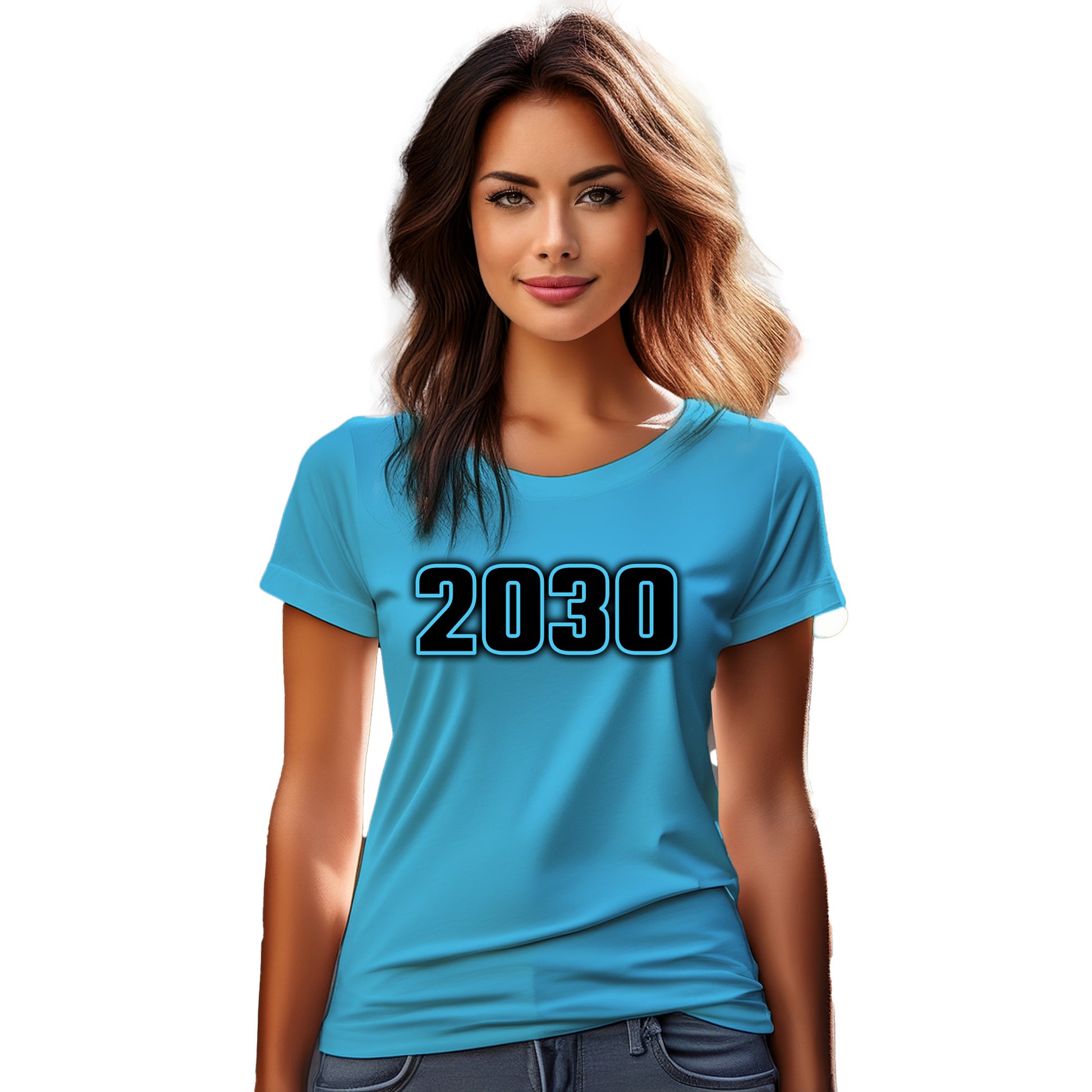 2030 Year Women T-Shirt (Sky Blue)