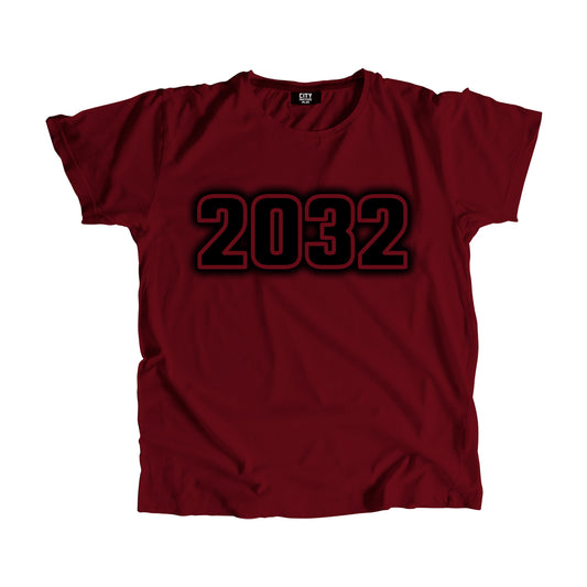 2032 Year Men Unisex T-Shirt (Maroon)