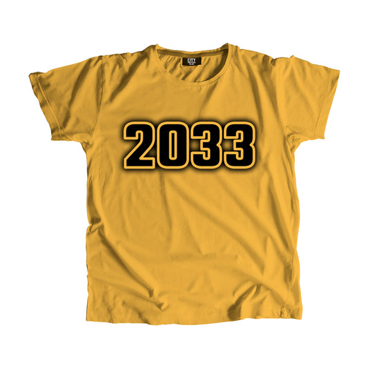 2033 Year Men Unisex T-Shirt (Golden Yellow)