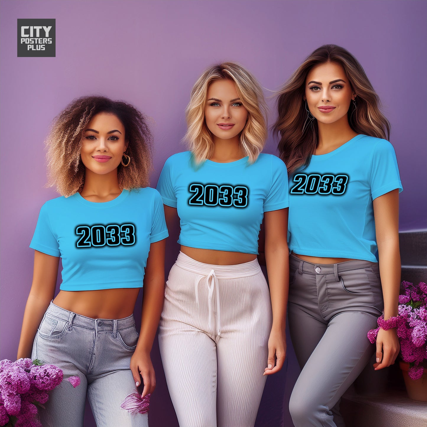 2033 Year Women Crop Top (Sky Blue)