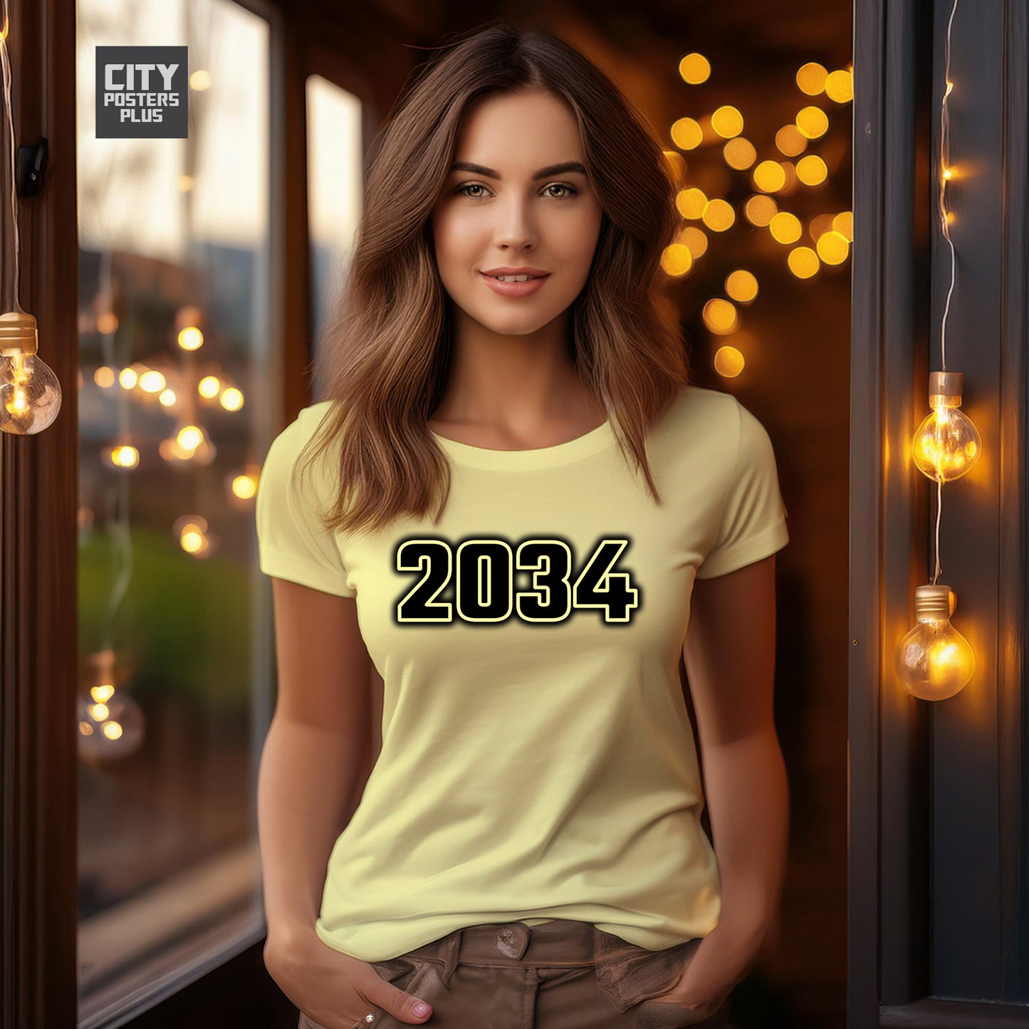 2034 Year Women T-Shirt (Butter Yellow)