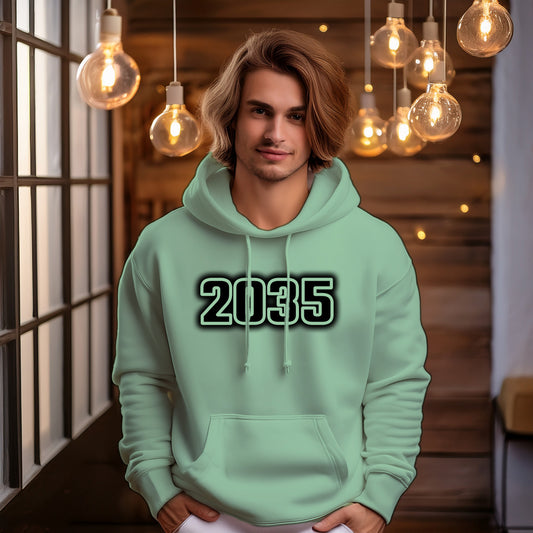 2035 Year Men Unisex Hoodie (Mint Green)
