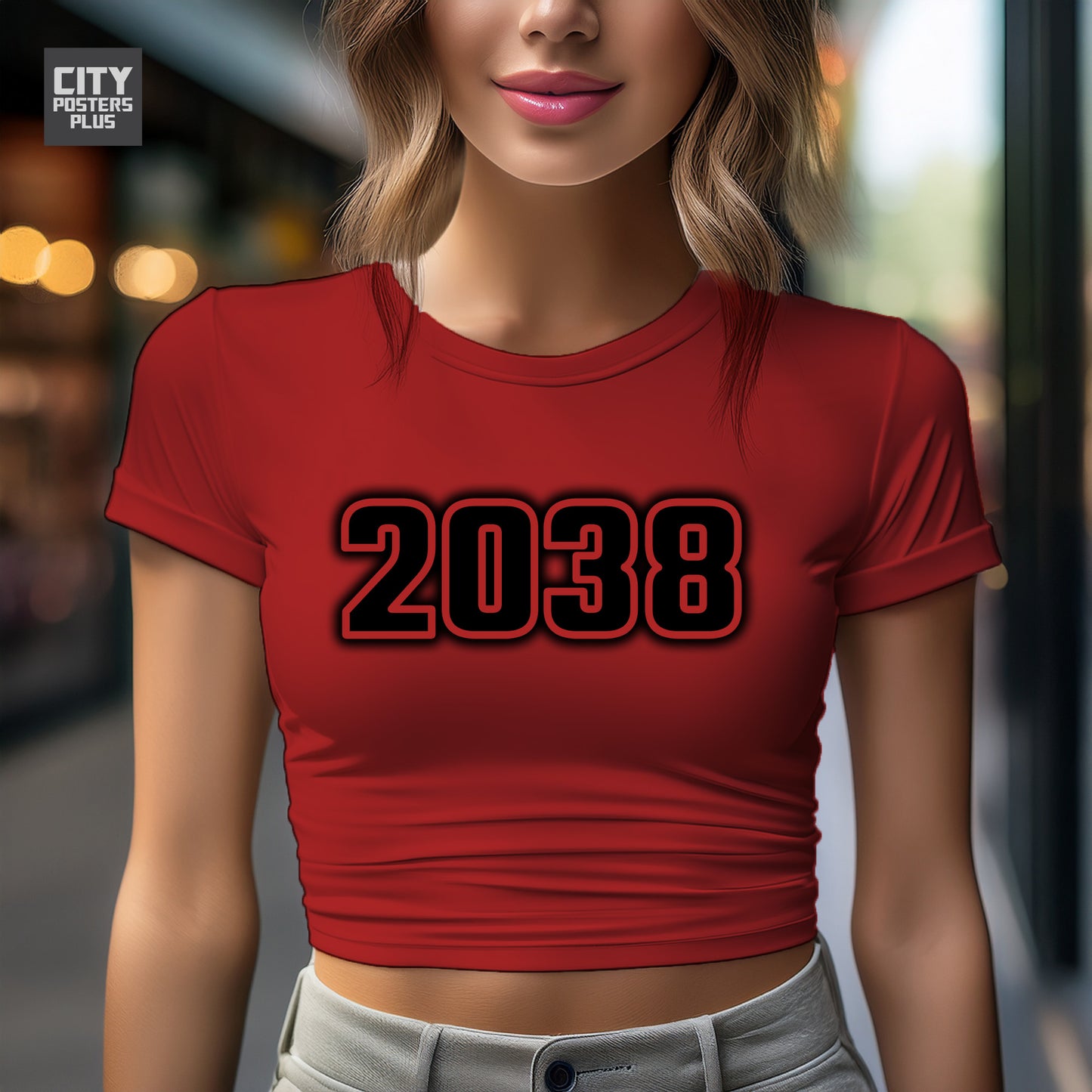 2038 Year Women Crop Top (Red)