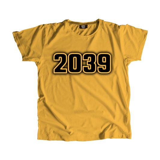 2039 Year Men Unisex T-Shirt (Golden Yellow)