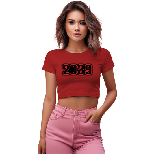 2039 Year Women Crop Top (Red)