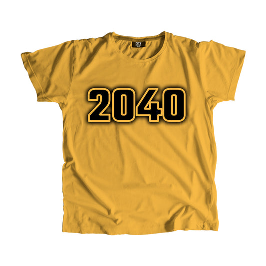 2040 Year Men Unisex T-Shirt (Golden Yellow)