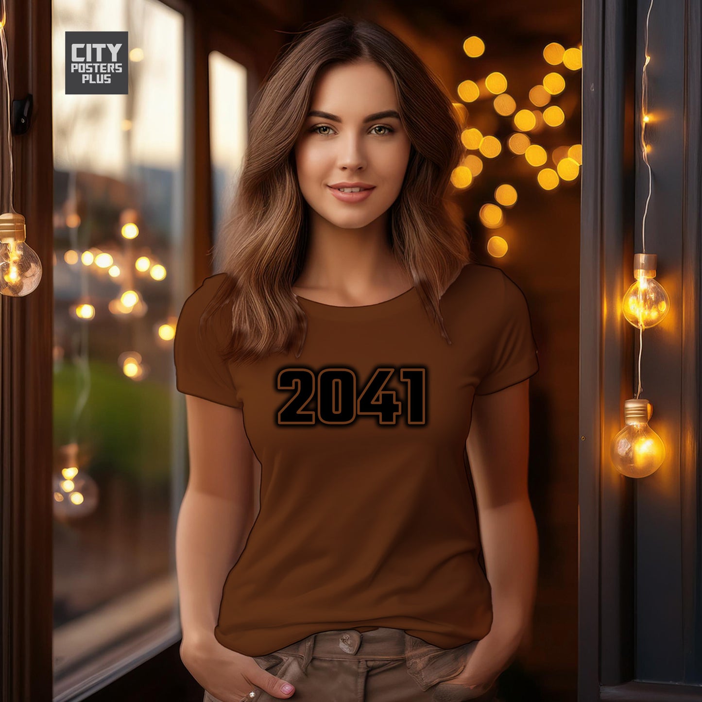 2041 Year Women T-Shirt (Brown)