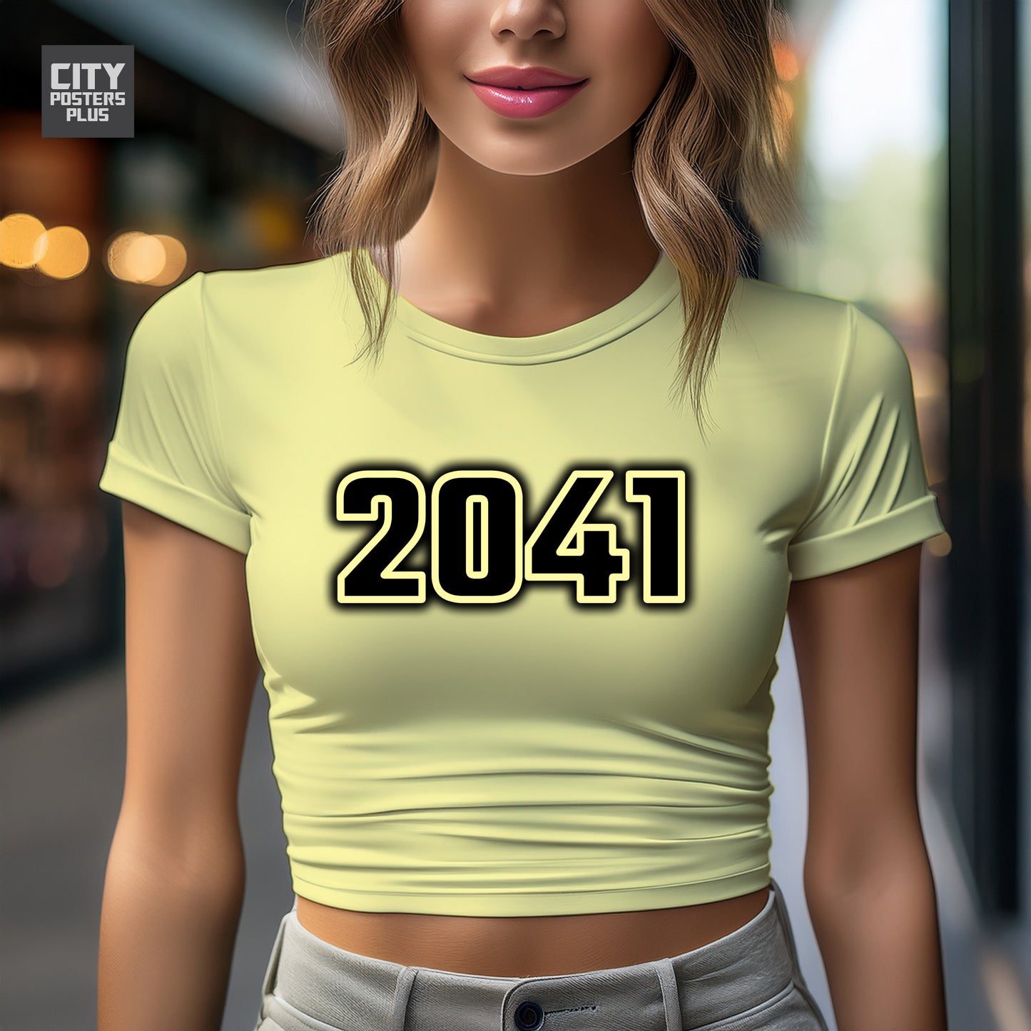 2041 Year Women Crop Top (Butter Yellow)