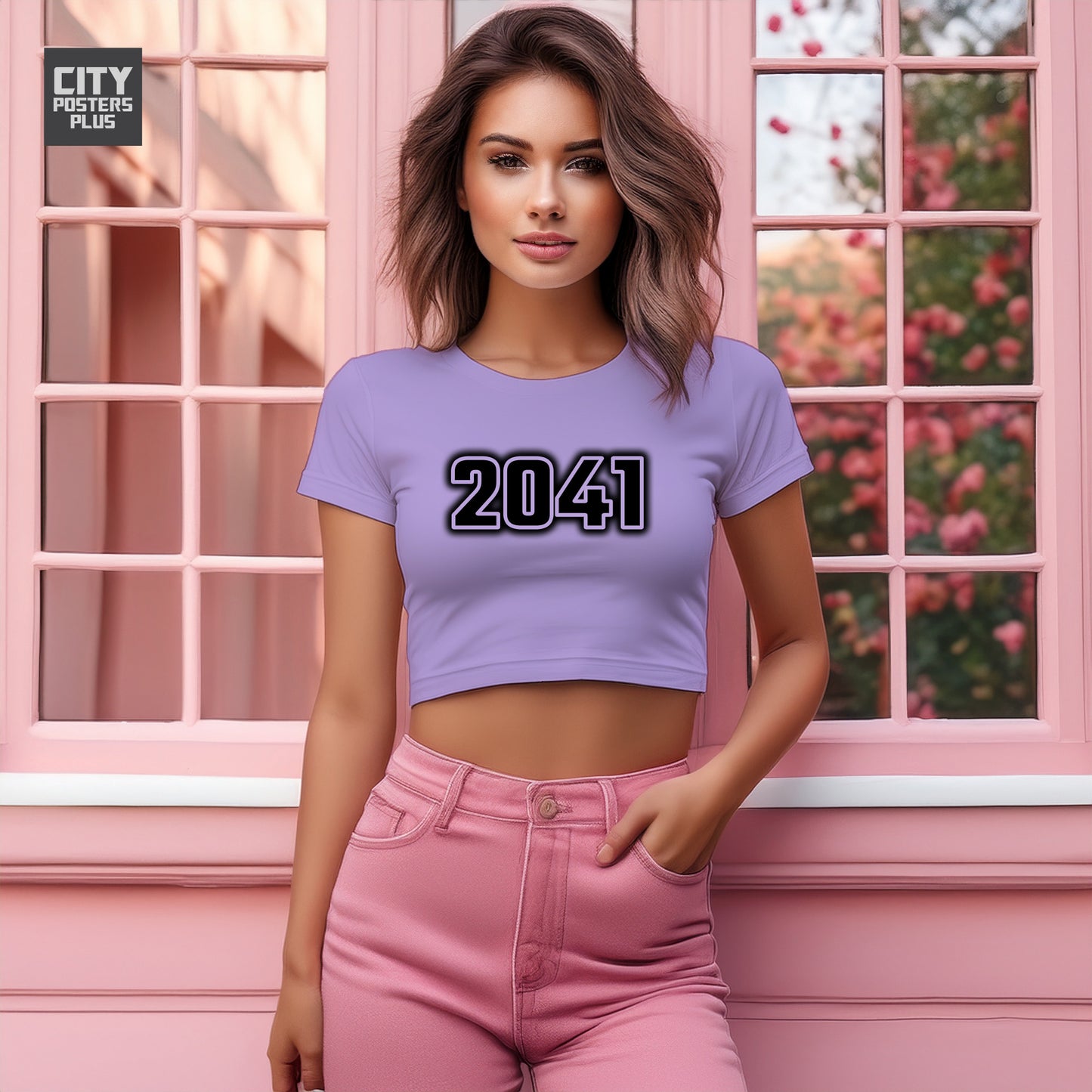 2041 Year Women Crop Top (Iris Lavender)