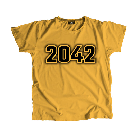 2042 Year Men Unisex T-Shirt (Golden Yellow)
