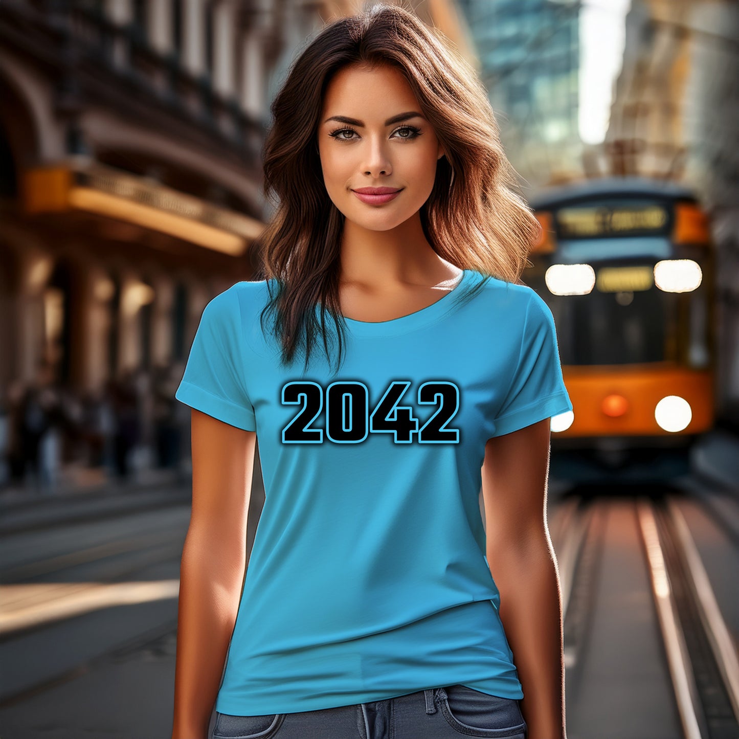 2042 Year Women T-Shirt (Sky Blue)