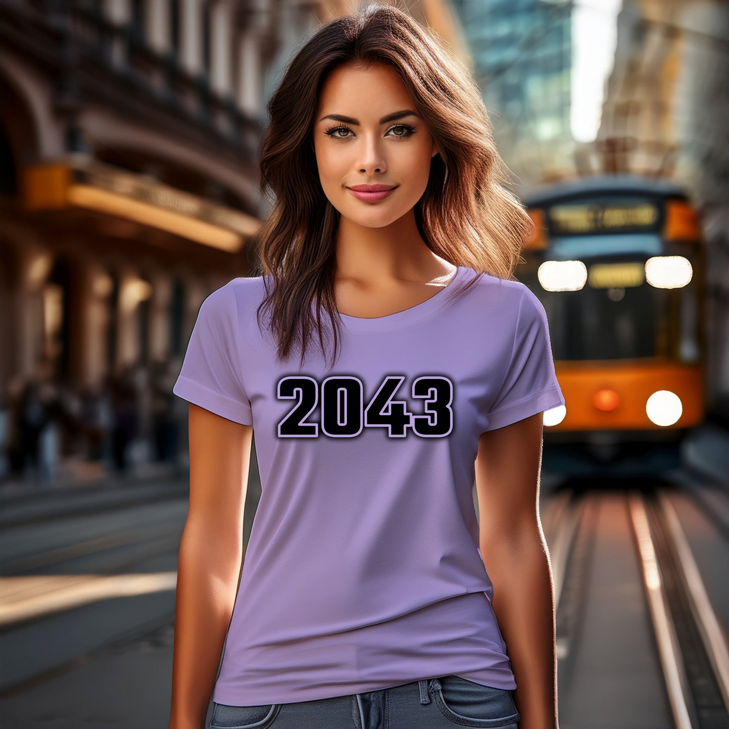 2043 Year Women T-Shirt (Iris Lavender)