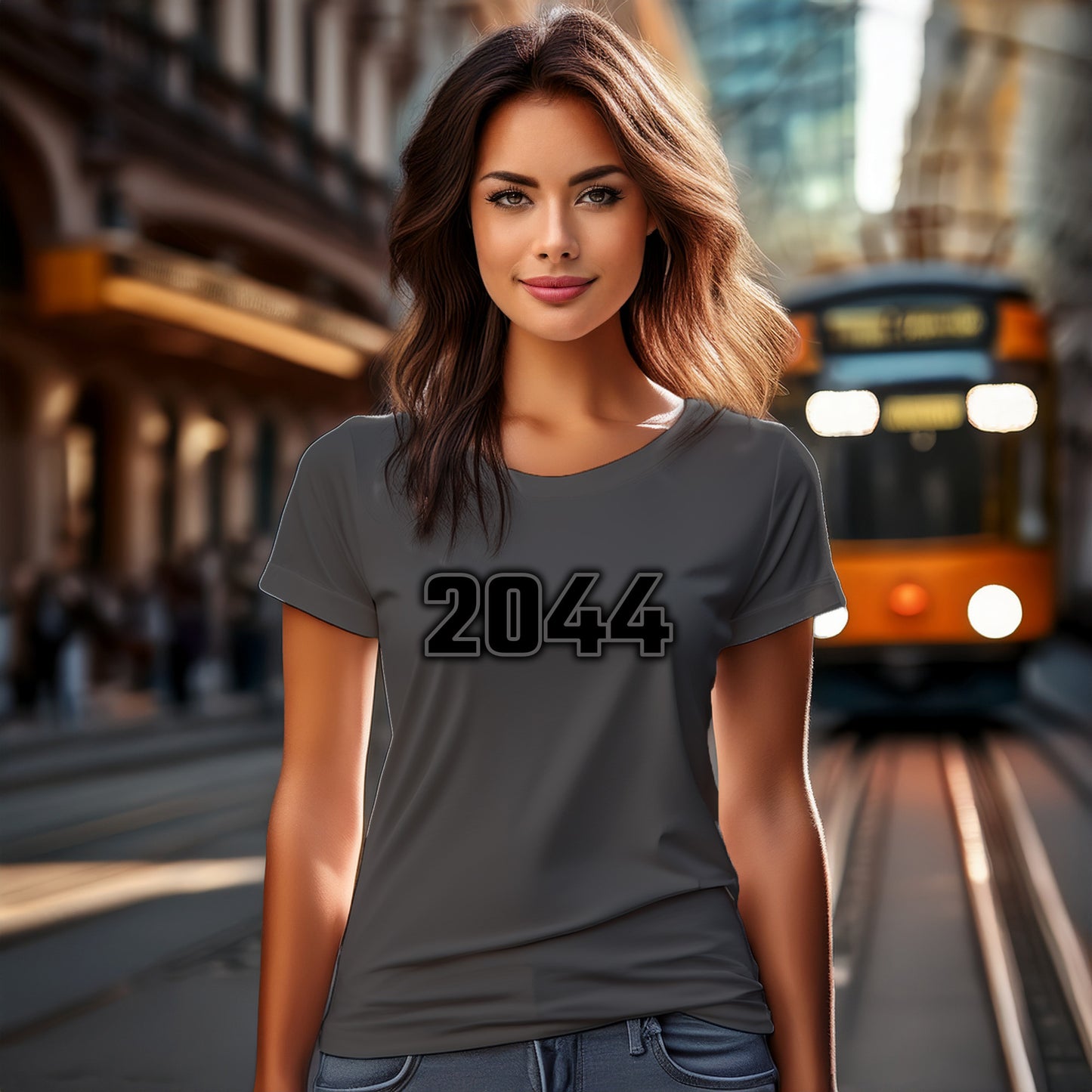 2044 Year Women T-Shirt (Charcoal Grey)