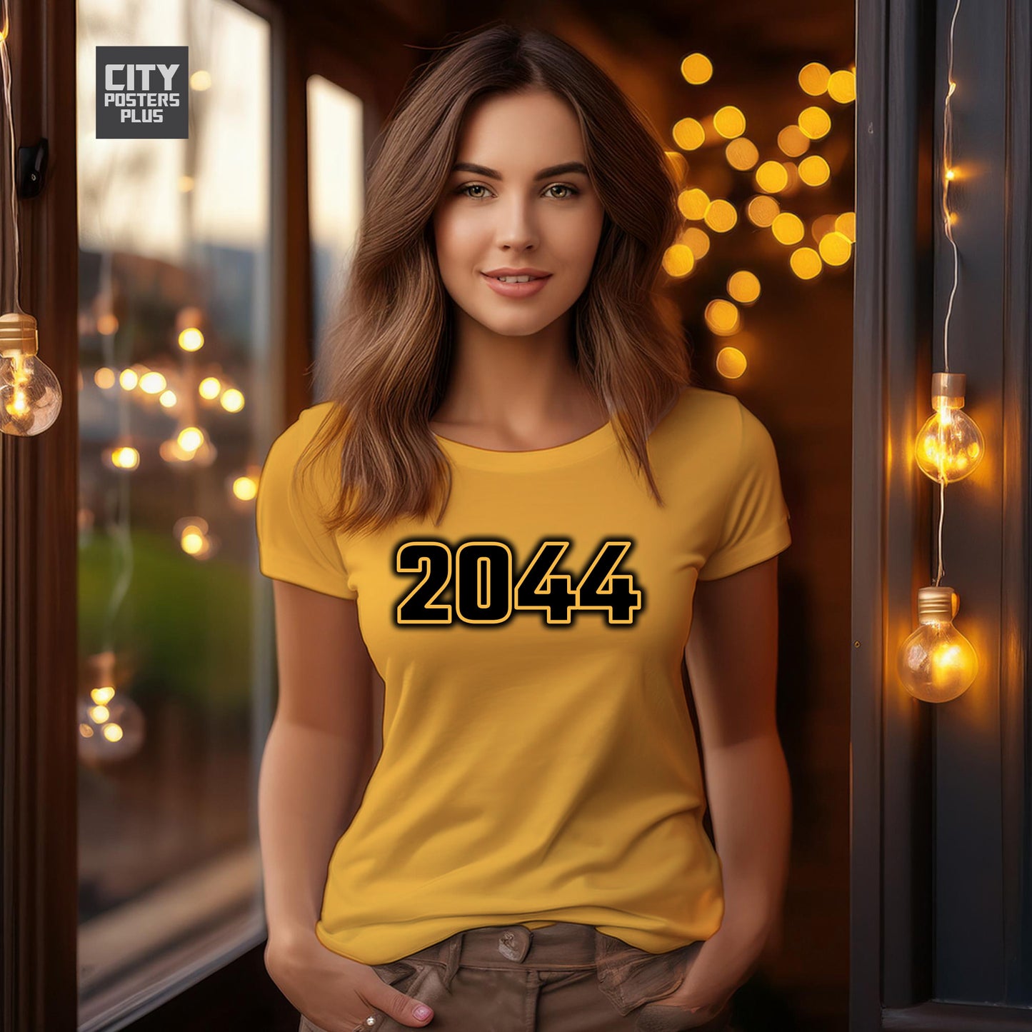 2044 Year Women T-Shirt (Golden Yellow)