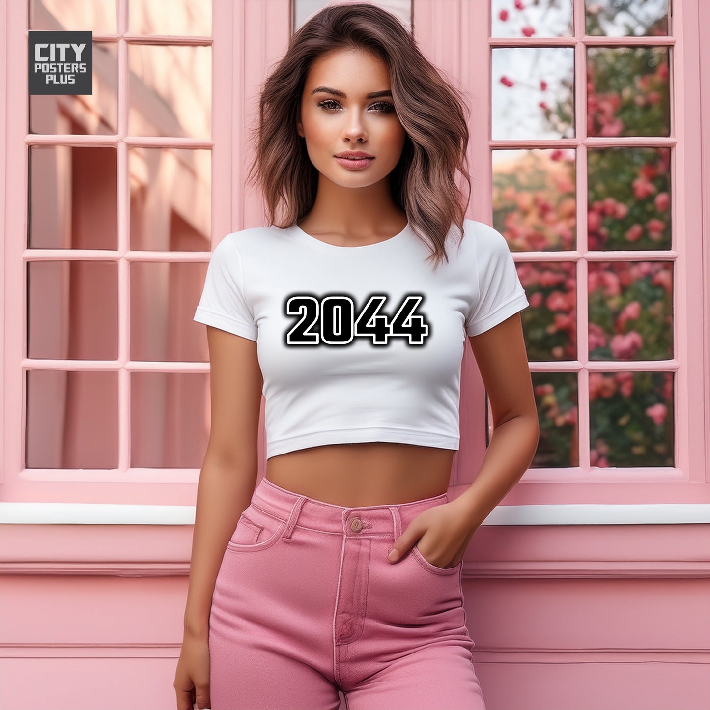 2044 Year Women Crop Top (White)