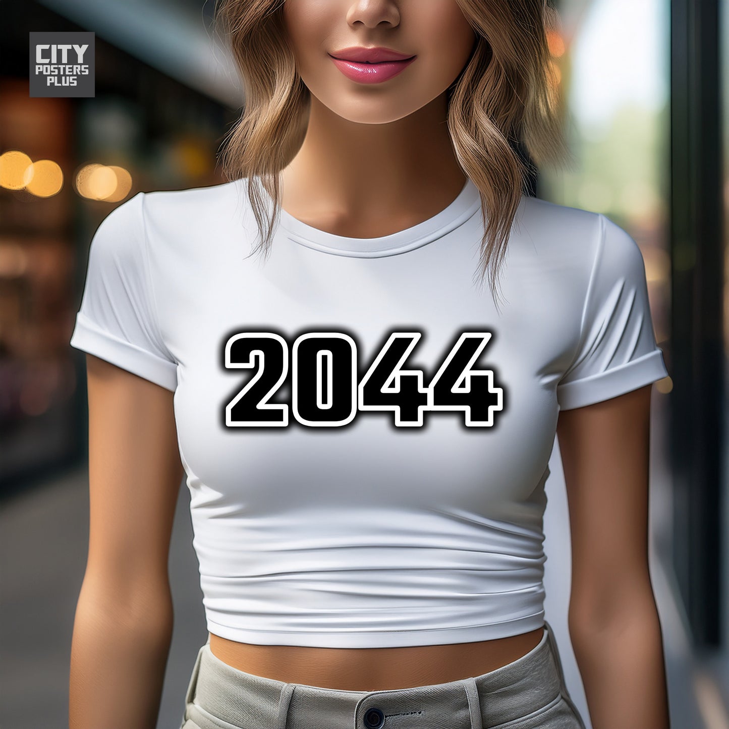 2044 Year Women Crop Top (White)