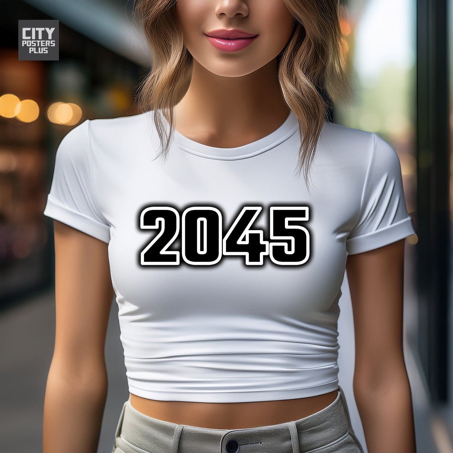 2045 Year Women Crop Top (White)