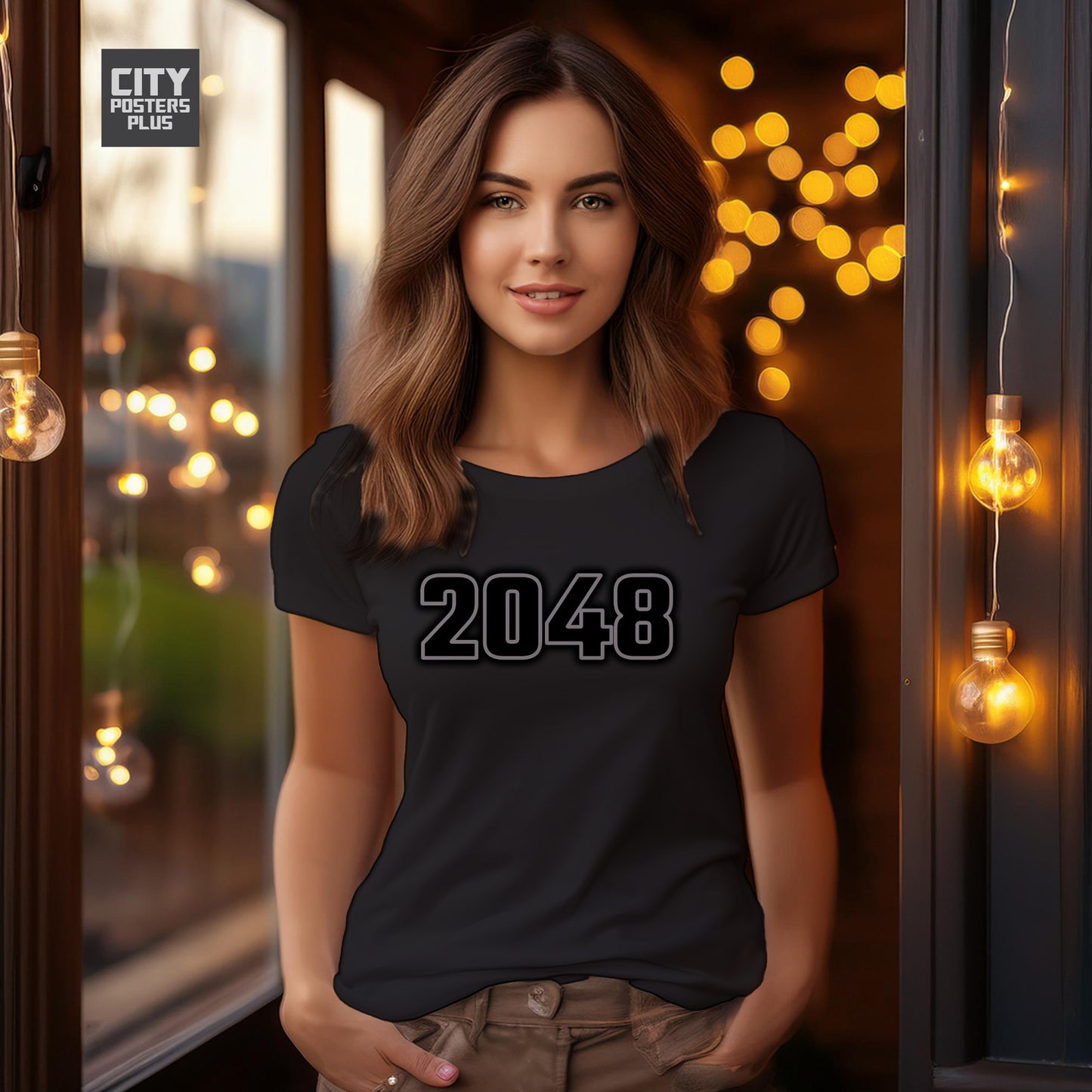 2048 Year Women T-Shirt (Black)
