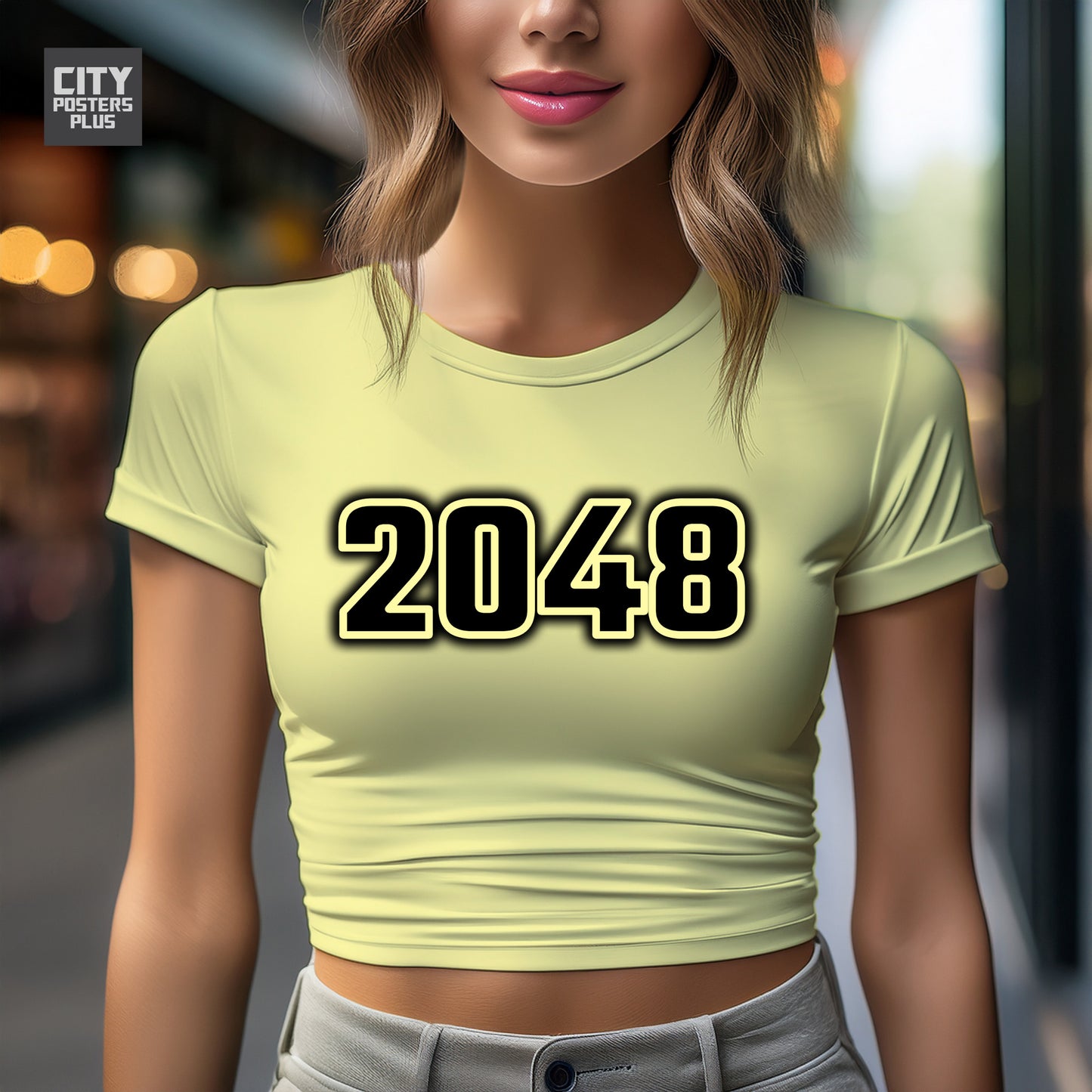 2048 Year Women Crop Top (Butter Yellow)