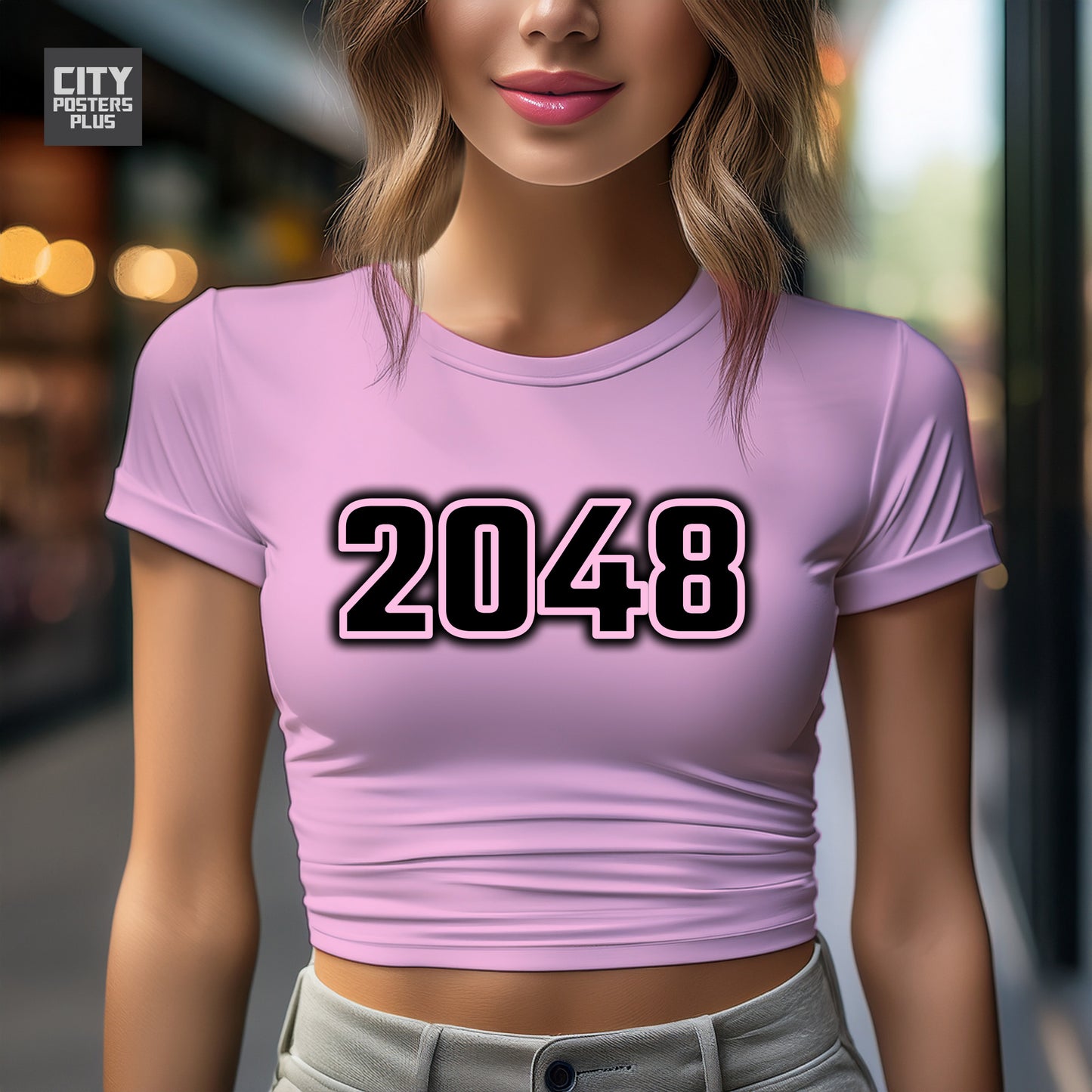 2048 Year Women Crop Top (Light Pink)